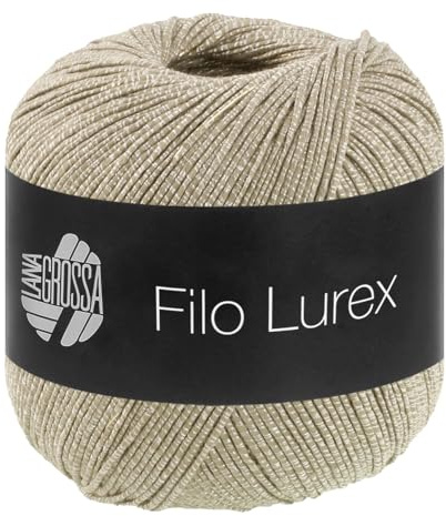 LANA GROSSA Filo Lurex | Edles, fest verzwirntes Baumwollgarn mit dezentem Lurexschimmer | Handstrickgarn aus 94% Baumwolle und 6% Polyester | 50g Wolle, Stricken & Häkeln | 145m FB 13