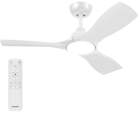 PHILIPS Fixed-Blade, Ventilatore a soffitto LED, 3 Pale da 107 cm, Bianco