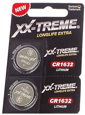 XX-TREME CR1632 Batterie 3V Lithium Knopfzelle – 2 Stück – CR 1632 für Autoschlüssel, Fernbedienung, Waage, Taschenrechner
