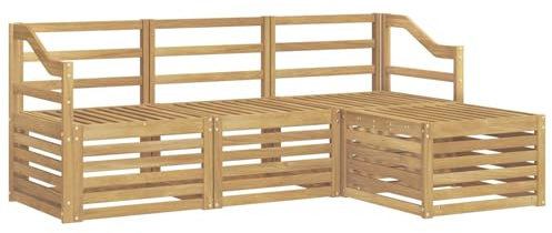 vidaXL Outdoor-Sofagarnitur 4 pcs Weiß Massivholz Akazie, Garten-Sofa, modernes Lounge-Set, entspannende Möbel für Terrasse, ideal zum Chillen