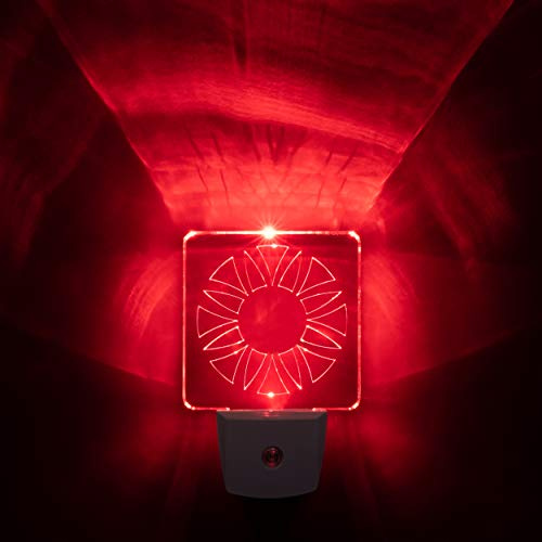 Spectra479 - Luz nocturna LED roja tenue para dormitorios y baños [paquete de 2] - BioRhythm Safe - (círculo)