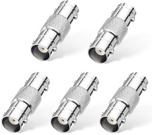 Superbat BNC Female to Female Barrel Connector Adapter 50 Ohm Coax Coupler Joiner for Antenna, Radio Scanner, Spectrum/Network Analyzer, Secyrity Camera, Medical/Test Device 5Pcs