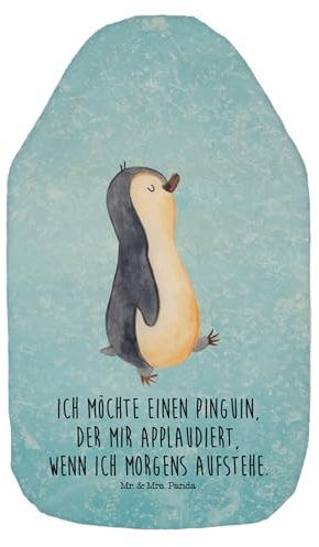 Mr. & Mrs. Panda Wärmflasche Pinguin marschieren - Geschenk, Bettflasche, Wärmflaschenbezug, Familie, zufrieden, stolz, Langschläfer, Wärmekissen,