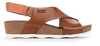 Pikolinos Sandalias cuña en Cuero Mahon para Señora Color Brandy