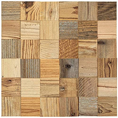 wodewa Holz Wandverkleidung selbstklebend 3D Optik Altholz Sonnenverbrannt 30x30cm Wandpaneele Moderne Wanddekoration Holzverkleidung Wohnzimmer Schlafzimmer