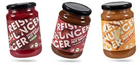 REISHUNGER Süsse Saucen 3er Probier Set - 1x Apfel Zimt, 1x Pflaume Zimt & 1x Kirsche - Vegan & Glutenfrei - Ideal zu Milchreis, Porridge & weiteren Süßspeisen