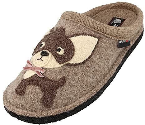 HAFLINGER Flair Chihuahua Filzpantoffel Hausschuh (Beigemeliert Öko 46) Beige, Gr. 36