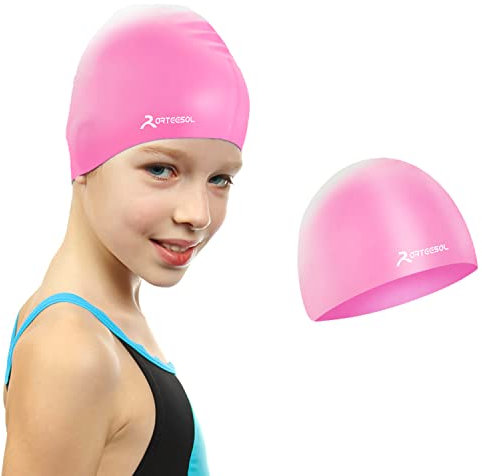Bonnet de Bain pour Enfants, Bonnets de Natation pour Cheveux Longs et Courts, Bonnets de Piscine pour Filles et garçons âgés de 4 à 15 Ans, Silicone imperméable et hypoallergénique