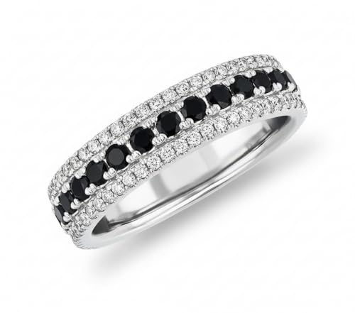 JewelryGift naturlig svart onyx ädelsten evighet band ring 925 sterling-silver patiens förlovningsringar chakra helande födelsesten gåva för kvinnor och flickor storlek: w