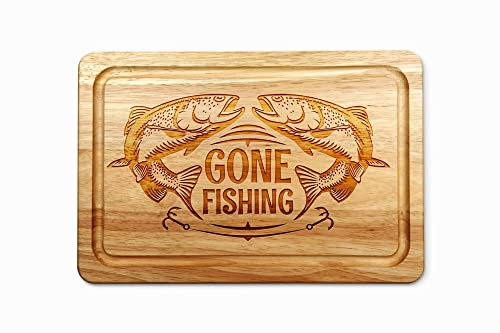 Gone Fishing - Tagliere in legno, 30 x 20 cm