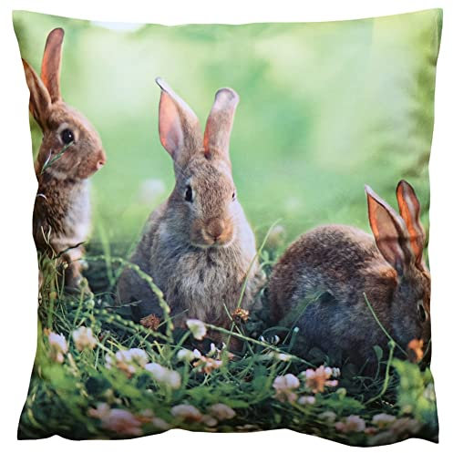 matches21 Kissenbezug Kissenhülle Heimtextilien putzige Osterhasen Kaninchen Fotorealistisch Druck 1 STK 40x40 cm Polyester
