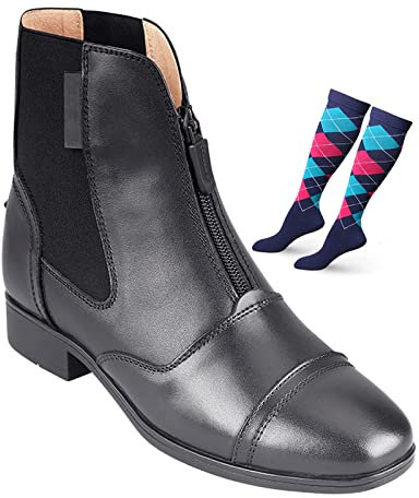 LEBEE Stivali da Equitazione Pelle Bovina Equitazione equestre Mostra Stivali da Dressage,Black-37