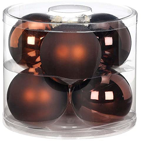 MAGIC Weihnachtskugeln Glas 10cm 6 STK. Christbaumkugeln Christbaumschmuck (Cognac Diamond // braun)