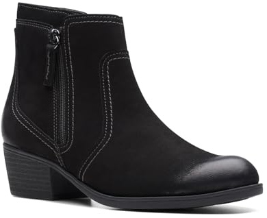 Clarks Women's Charlten Ave Ankle Boot, Black Nubuck, 8.5 Wide