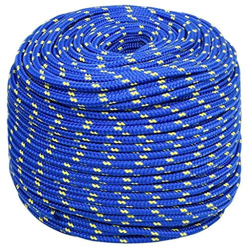 vidaXL Bootsseil Ankerleine Festmacher Tauwerk PP Leine Seil Tau Polypropylenseil Geflochten Flechtleine Blau 10mm 100m Polypropylen
