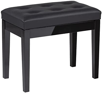 Fame PB-15C PE Klavierbank, Hochglanz Schwarz, Gepolsterte Sitzfläche, Kunstleder-Bezug, Solide Verarbeitung, mit Notenfach