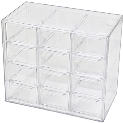 Koomiao Aufbewahrungsbox Plastik 6/9/12 Schubladen,Mini Sortierboxen Kleinteilemagazin,Klein Schubladenbox Kunststoff Desktop Aufbewahrung Organizer für Kosmetik Schmuck Schreibwaren (12 Schubladen)