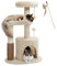 PETEPELA Small Cat Tree 83cm Modern Scratching Post for Small to Medium Size Cats Cat Tree with Plush Cave Bobble Ball Sisal Rope Scratching Post Beige