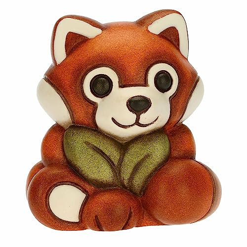 THUN, Panda Rosso in Ceramica Decorata a Mano, Versione Piccola, Linea Otto Dreamer, 4.8x4.6x5 cm h