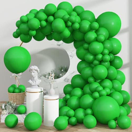 Luftballons Grün, 113 Stück 18 12 10 5 Zoll Dunkelgrün Party Ballon Girlande Set Grün Luftballon Girlande Matt Grüne Helium Latexballons für Weihnachten Geburtstag Safari Dschungel Hochzeit Party Deko