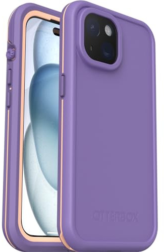 OtterBox Fre Case for iPhone 15 for MagSafe, Waterproof (IP68), Shockproof, Dirtproof, Sleek and Slim Protective Case with built in Screen Protector, x5 Tested to Military Standard, Purple