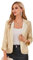 GRACE KARIN Travail Veste de Costume à Sequins Manches 3/4 pour Femme Élégant Col Revers Blazer Court de Bureau M Or à Sequins