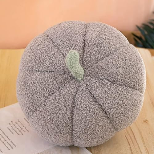 SYSUII 3D Gefüllte Kürbis Dekokissen,28 * 28cm Kürbis Überwurfkissen Plüsch Dekokissen Halloween Kürbis Deko Kissen Geburstagsgeschenke Sitzkissen Zierkissen für Kinderzimmer Sofa Dekoration -Grau
