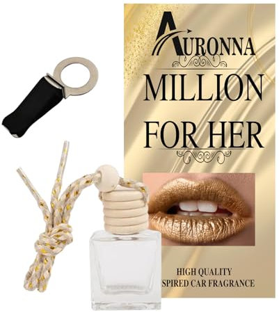 Auronna Car Air Freshener Million For Her Hanging Car Diffuser For Men & Women - Wooden Cap & Cube Bottle With 8ml Filling (Million For Her)