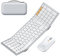 ProtoArc XKM01 Foldable Bluetooth Keyboard and Mouse, Folding Keyboard Mouse Combo for Travel, 2.4G+Dual Bluetooth, Full-Size Rechargeable Portable Keyboard, QWERTY UK Layout - Silver White