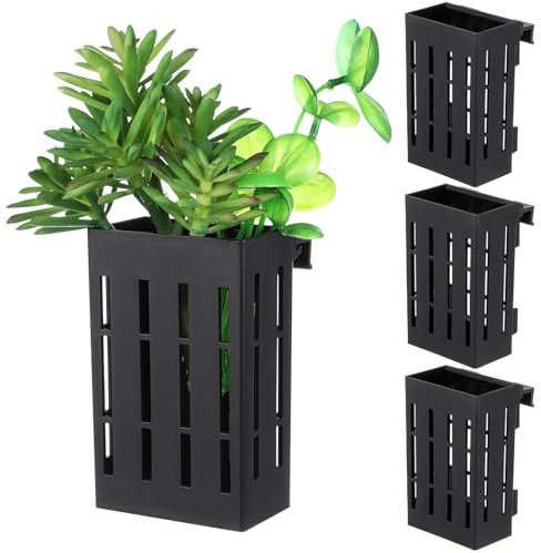 BESPORTBLE 4Pcs Hanging Aquarium Plant Holder: Aquatic Plant Pot with Holes Fish Tank Plant Holder with Hooks Aquarium Planter Cups A quascape Decorations for Emersed Plants Cultivation
