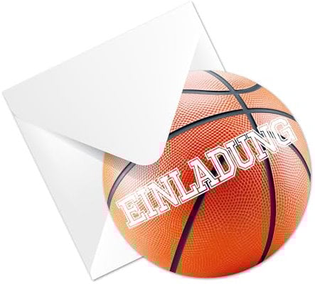 12 Basketball Einladungskarten zum Kindergeburtstag [ extra stabil ],die Kinder Geburtstagseinladung für alle Basketball begeisterten Jungen und Mädchen (Basketball mit Kuvert)