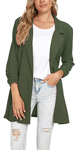 LADI TREND Womens Lapel Suit Blazer Long Sleeve Solid Formal Suit Jacket Office Cardigan Coat (Army Green S)