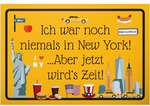 DankeDir! Ich war noch niemals in New York - Kunststoff Schild 30 x 20 cm - Geschenk Idee Gutschein Reise Urlaub Reisegutschein Männer & Frauen Geldgeschenk Abschiedskarte Geschenkidee Deko Karte