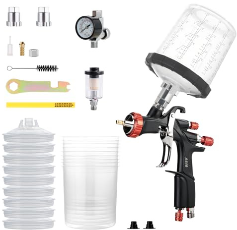 AEROPRO Tools R500 LVLP Air Spray Gun with 22 Ounce Disposable Paint Cups, A610 Paint Guns Automotive, Car Paint Gun Sprayer, Paint Gun for House Painting, Car, Furniture, Varnish and Top Coat