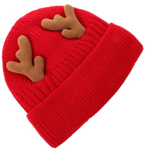 JEWEDECO 1stück Gestrickte Weihnachtsmütze Mit Rentierhörnern Warme Beanie Für Erwachsene Winterfest Für Festliche Anlässe Und Kalte Tage