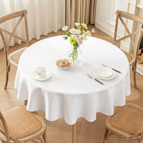 Moonooda Tischdecke Rund Dunkelgrau, Φ100cm Tischdecken Waschbar Tischtuch aus Polyester, Leicht wasserabweisend mit Lotuseffekt, Dauerhaft Kratzfest für Haus, Hochzeiten, Party