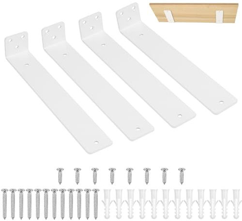 4 STK Regalhalterung weiß, 250mm Regal Wandhalterung Regalwinkel, L Regalträger Tablarträger, schwebende Schwerlastwinkel Wandregal Halterung Wand für Wandmontage Regalbrett Halterung