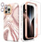 SHEDEER 4-in-1 iPhone 16 Pro Max Hülle mit Schutzfolie + Stoßfänger & Kameraschutz | Militärischer Stoßfest 360°-Schutz, 16 Pro Max Hülle Glänzend Fade-Resistant Muster-Design Handy Case (Lila)