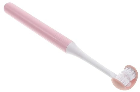 Dreiseitige Zahnbürste Rosa mit 3 Bürstenköpfen, für Erwachsene | Pp Material, Wrap Around Design, Weiche Borsten, für Mundpflege und Reinigung, Komfortabler Griff