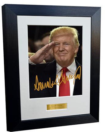Kitbags & Lockers Foto autografata da Donald Trump del 47° Presidente degli Stati Uniti d'America, formato A4, 20 x 15 cm, cornice regalo per ritratto