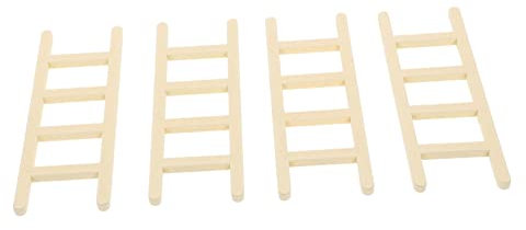 Vaguelly 4pcs Delicate Mini Wooden Ladder Ornament House Decor Accessories for Dollhouses Charming Design Craftsmanship for Miniature Landscapes and