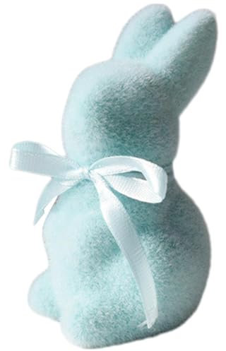 Osterhase moosbeflockt - Osterhase Figur beflockt Osterhase | niedliche Moosbezogene Hasenfigur, Osterhasenstatue für Wohnzimmer, Büro, Tisch, , Ständer