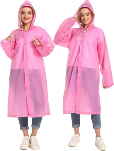 YingErTool Rain Poncho Raincoats, 2 Pcs EVA Reusable Rain Coat Jacket | Emergency for Women Men with Hood and Drawstring