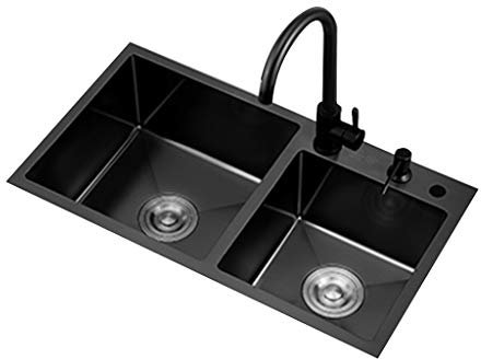 CZAOERXB Évier en Acier Inoxydable Évier de Cuisine Évier de Cuisine Évier Simple Évier de Balcon Évier en Acier Inoxydable Évier sous Plan 72 * 40Cm Noir (Noir 72 * 40Cm)