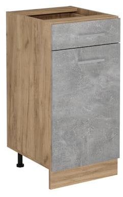 Vicco Küchenunterschrank R-Line, Schubladenschrank für die Küche, Beton, 40 cm ohne Arbeitsplatte