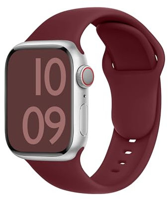 ELETTRONEO C1A Cinturino per Apple Watch Ultra 3 2 49mm, Serie 11 10 46mm, 9 8 7 45mm 41mm, SE 6 5 4 44mm 40mm, 3 2 1 42mm 38mm Donna Uomo Band Bracciale Sport Silicone, Rosso Bordeaux