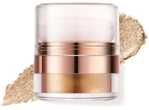 Highlighter Puder Stick, Gold Glitzer Patting Powder für Gesicht/Haare/Körper, Wasserfest Polvo De Hadas Body Glitter Fairy Powder, Körper Aufhellen Schimmer mit Feiner Textur, Hochglanz Make Up Puder