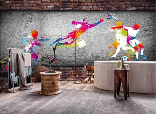 Vintage Brick Wall Cement Wall Football Game Papier Peint 3D Intissé Bureau Salon Canapé Chambre Fond Décoration Murale-250cm×170cm