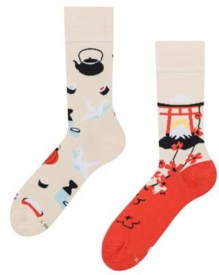 Dedoles Socken Unisex Damen Herren & Kinder Baumwolle viele lustige Designs Fussball Fahrrad Pferde Geschenk links rechts verschieden, Farbe: Mehrfarbig, Motiv: Japan, Gr. 39-42