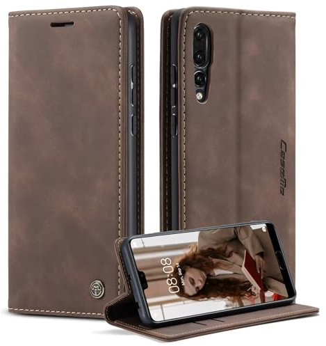 xinyunew Handyhülle für Huawei P20 Pro Hülle, Klapphülle Premium Lederhülle Klappbar Flip Case Tasche Magnet Kartenfach Standfunktion Klapphülle Schutzhülle für Huawei P20 Pro,Kaffee